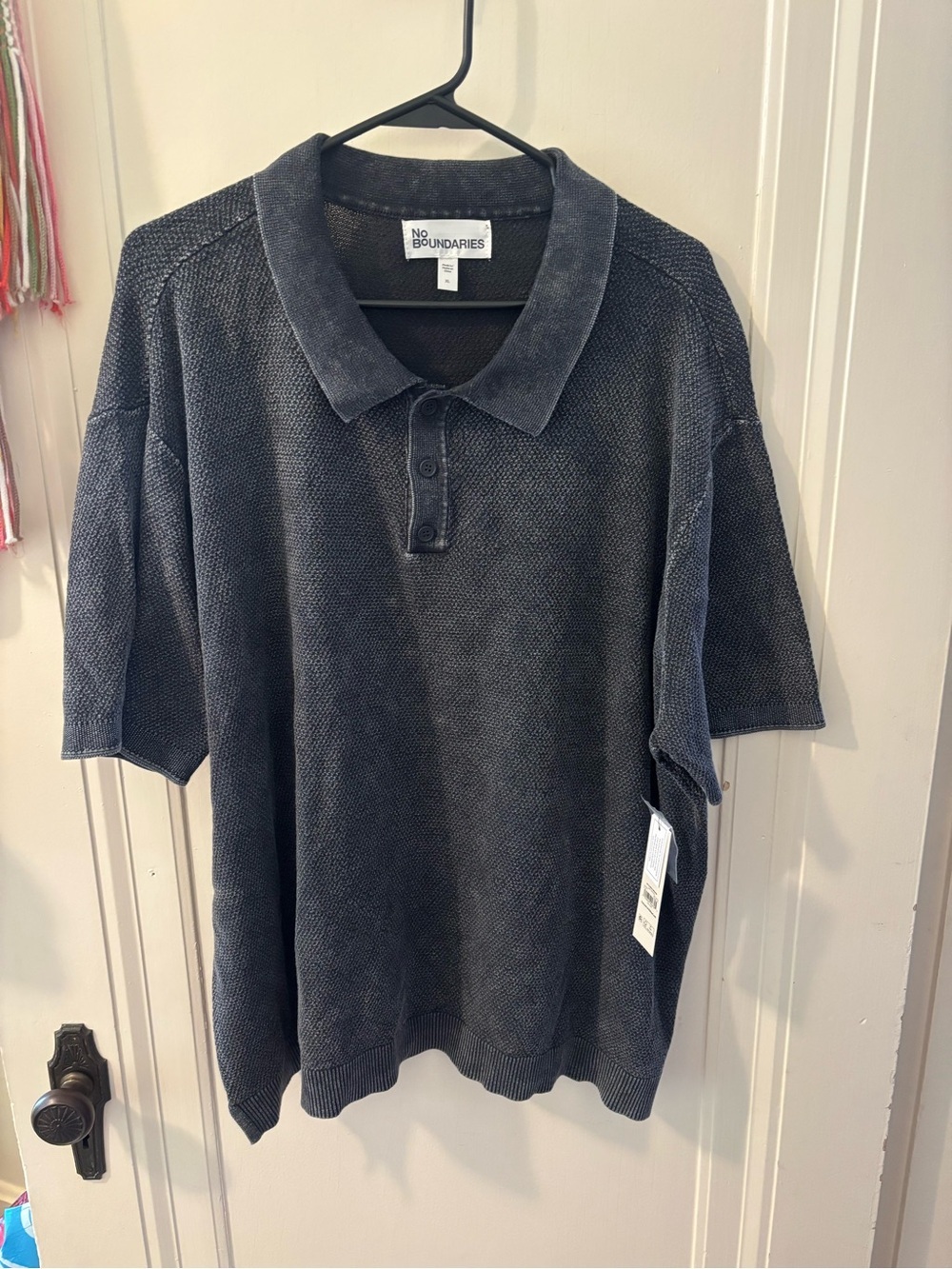 No Boundaries Men's Dark Gray Short-Sleeve Polo